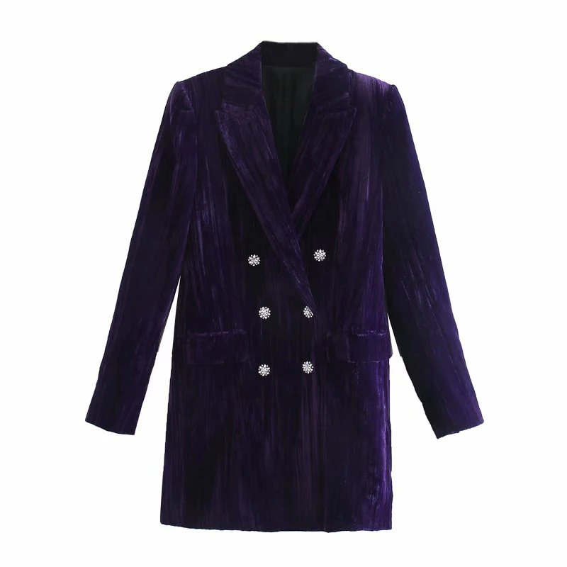Purple Velvet Blazer Women Za 2020 Fashion With Shoulder Pads Long Sleeve Woman Elegant Office Double-breasted Jacket Female
Purple Velvet Blazer Women Za 2020 Fashion With Shoulder Pads Long Sleeve Woman Elegant Office Double-breasted Jacket Female