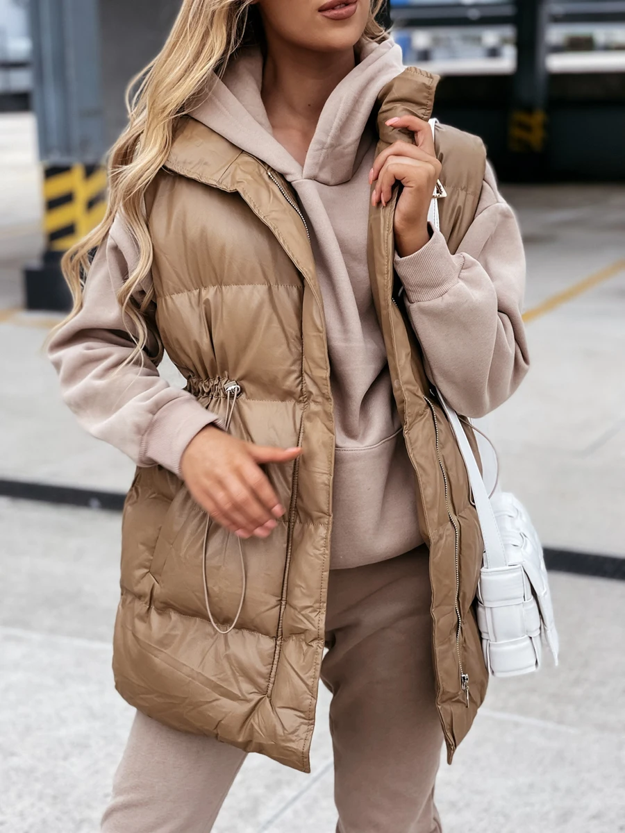 Sleeveless Puffer Jacket Women Plus Size Autumn Outerwear Drawstring Waist Coat Casual Vest Parka Cotton Padded Zipper Jackets
Sleeveless Puffer Jacket Women Plus Size Autumn Outerwear Drawstring Waist Coat Casual Vest Parka Cotton Padded Zipper Jackets