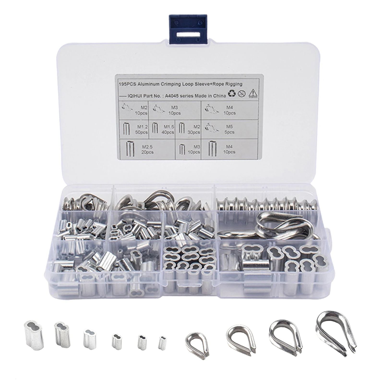 Pack of 195 Thimble Crimping Loop Sleeve Assortment Set, Anti-corrosion Durable Material
Pack of 195 Thimble Crimping Loop Sleeve Assortment Set, Anti-corrosion Durable Material