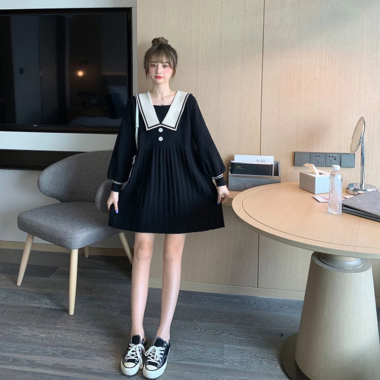 JXMYY Autumn college style knitted dress women loose waist waist was thinner mid-length long-sleeved pleated skirt tide
JXMYY Autumn college style knitted dress women loose waist waist was thinner mid-length long-sleeved pleated skirt tide