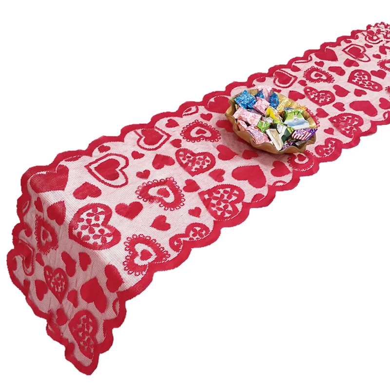 Red Heart Table Runners Polyester Love for Valentine's Day Wedding Modern Table Lace Fabric Tablecloth Covers Party ALI8 
Red Heart Table Runners Polyester Love for Valentine's Day Wedding Modern Table Lace Fabric Tablecloth Covers Party ALI8