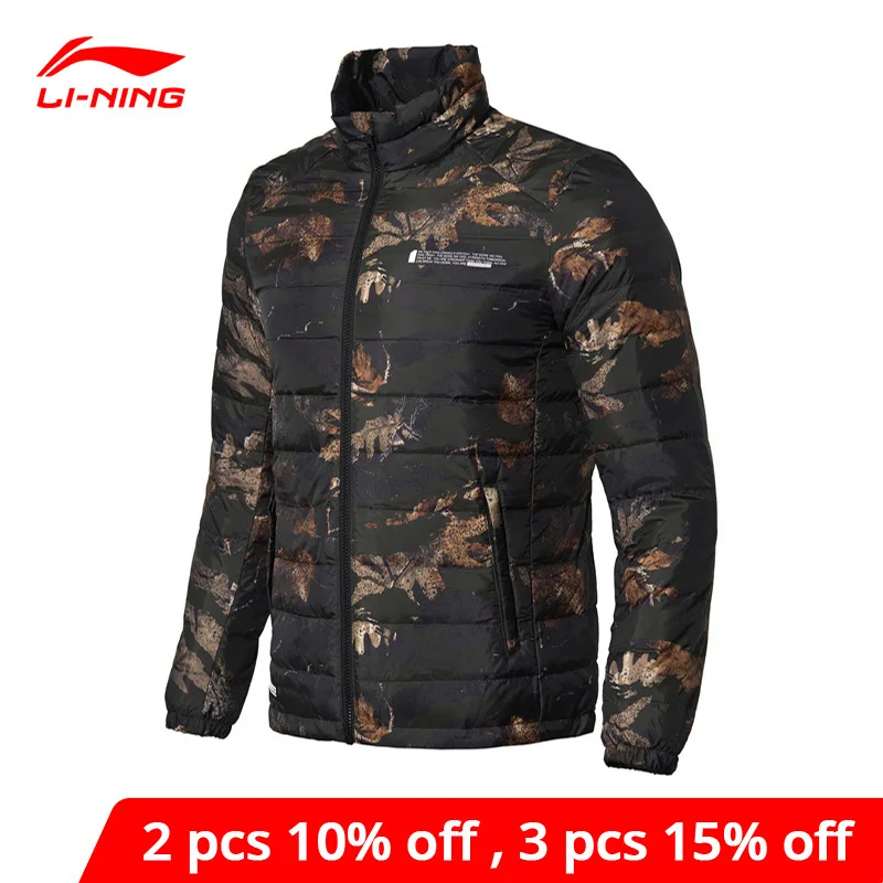 Мужской баскетбольный пуховик Li Ning короткий теплый облегающий серый на утином