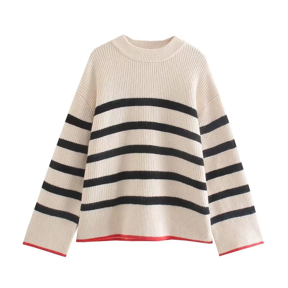 Women 2021 Fashion Striped Loose Knitted Sweater Jumper O Neck Female Oversize Pullovers Chic Tops
Women 2021 Fashion Striped Loose Knitted Sweater Jumper O Neck Female Oversize Pullovers Chic Tops