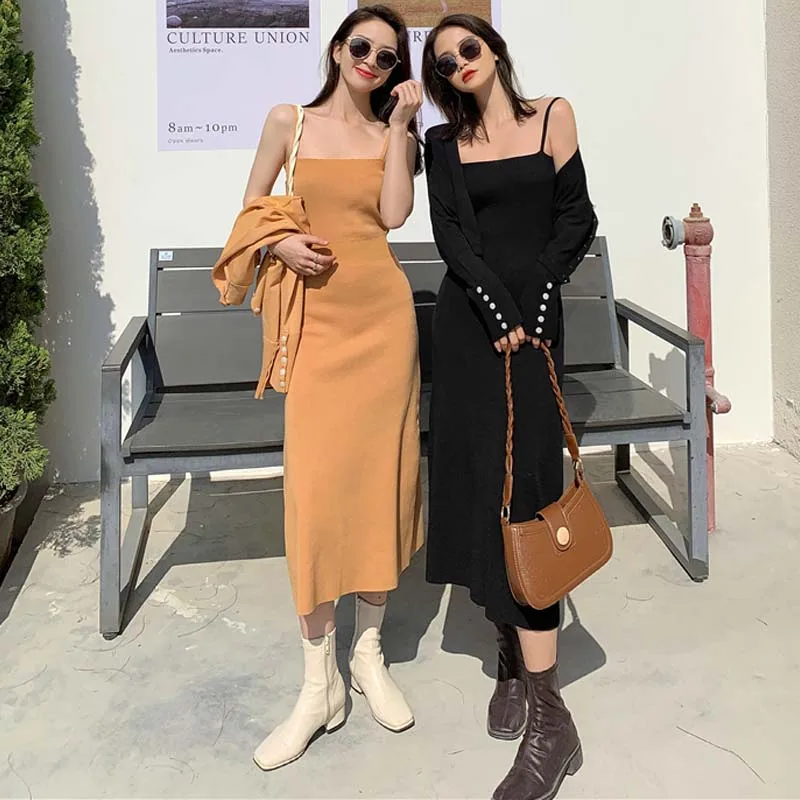 One-Piece Summer Women Vintage Fashion Autumn Knitted Dress French Temperament Suspenders Slim Sweaters Robe Femme Dresses Coat
One-Piece Summer Women Vintage Fashion Autumn Knitted Dress French Temperament Suspenders Slim Sweaters Robe Femme Dresses Coat