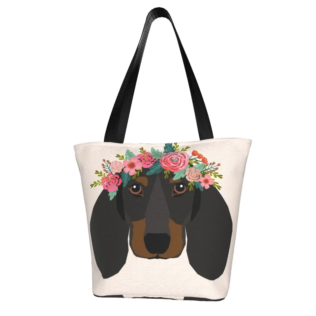 Dachshund Floral Crown Shopping Bag Flower Woman Gift Handbags Retro Cloth Work Bags
Dachshund Floral Crown Shopping Bag Flower Woman Gift Handbags Retro Cloth Work Bags