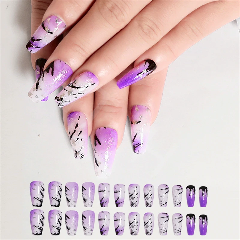 Многоразовые Акриловые гелевые накладные ногти, гелевые, пурпурные, 24 шт./набор, SM19-0302 
Многоразовые Акриловые гелевые накладные ногти, гелевые, пурпурные, 24 шт./набор, SM19-0302