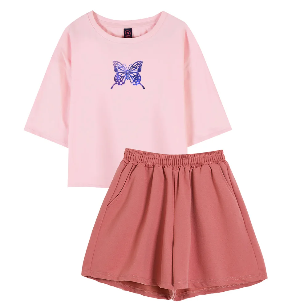 Милые хлопковые ночные костюмы в стиле Харадзюку с бабочками, комплекты из двух предметов с коротким рукавом для женщин, летняя одежда для у... 
Милые хлопковые ночные костюмы в стиле Харадзюку с бабочками, комплекты из двух предметов с коротким рукавом для женщин, летняя одежда для у...