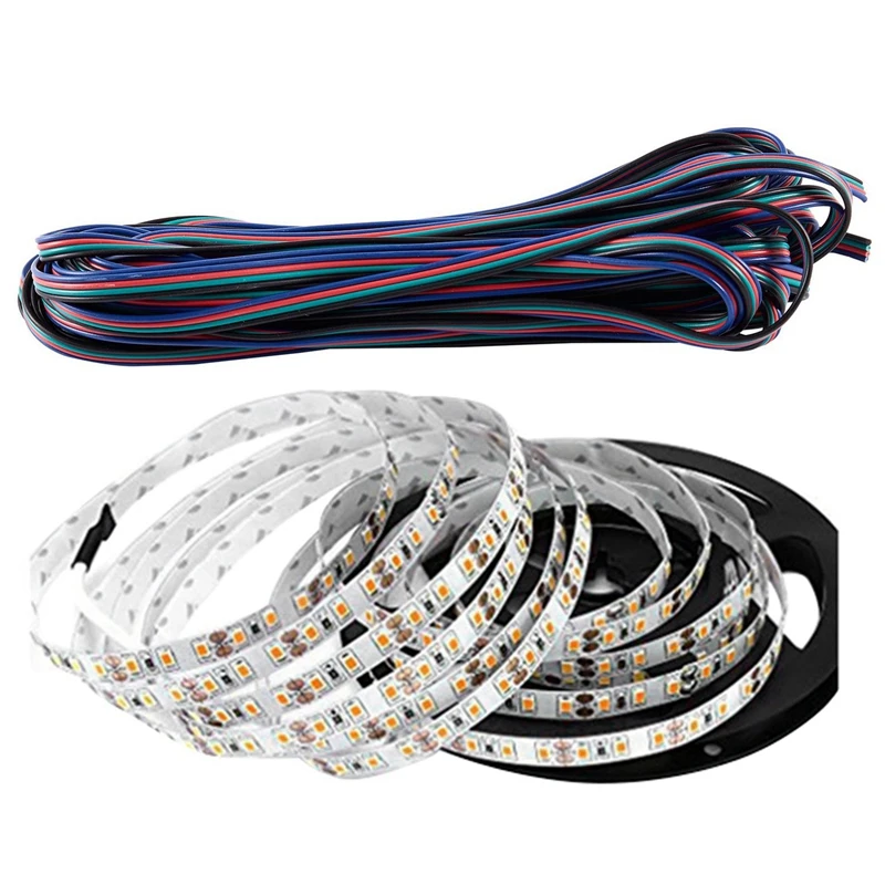 

1Pcs 4 Colors 10M Rgb Wire Cable Extension Cable for Led Strip Rgb 5050 3528 Rope & 1Pcs 5M Smd 2835 600 Leds 12V 72W 7500Lm Ip2