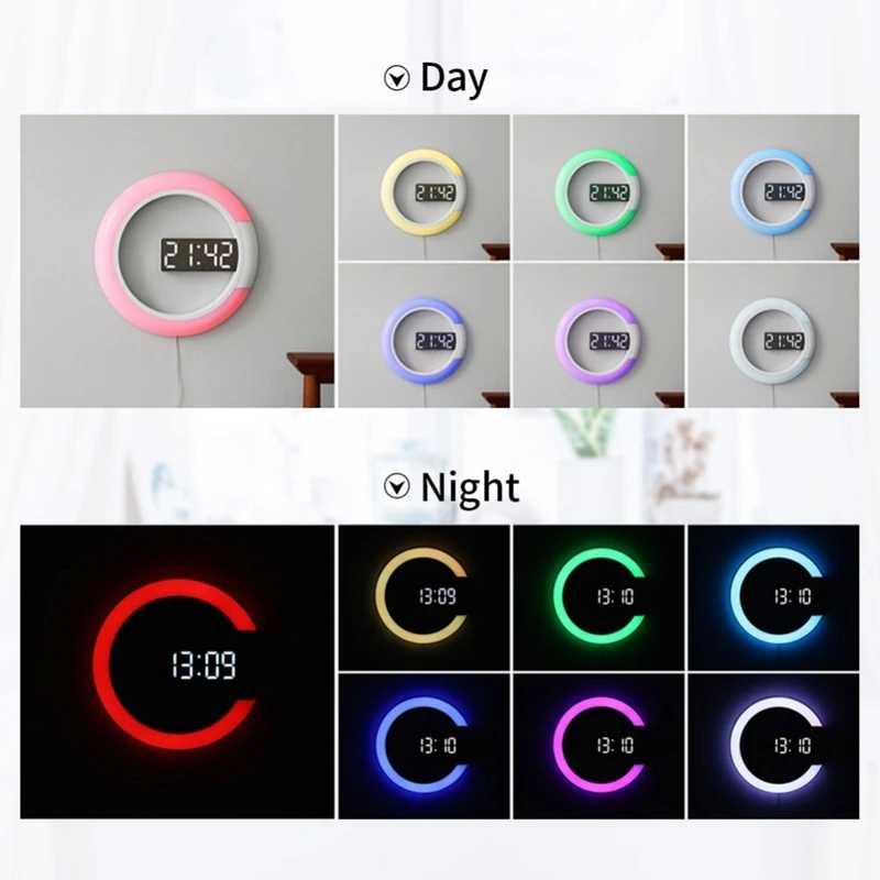Led Mirror Hollow Wall Clocks Home Decor Multi-Function Alarm Temperature Ring Light Digital Wall Clock White
Led Mirror Hollow Wall Clocks Home Decor Multi-Function Alarm Temperature Ring Light Digital Wall Clock White