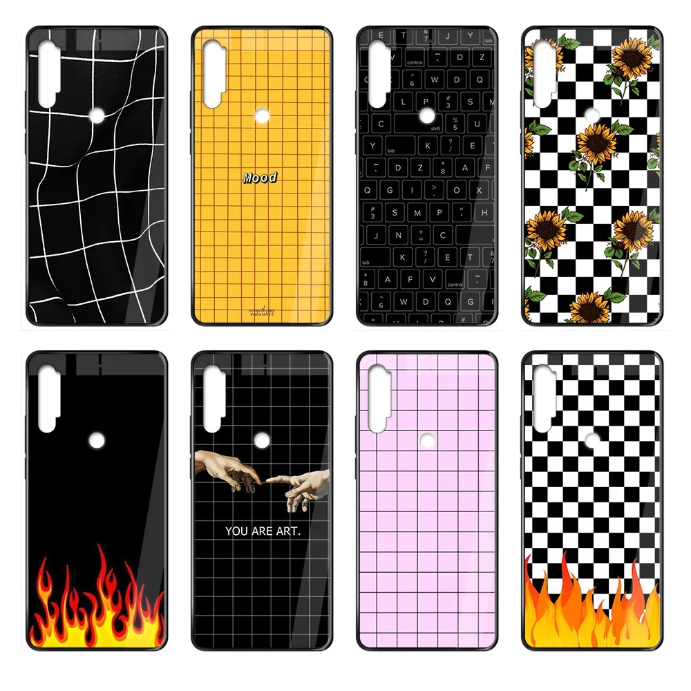 Фото Черный белый клетчатый силиконовый Etui черный чехол для телефона Корпус Xiaomi Redmi Note