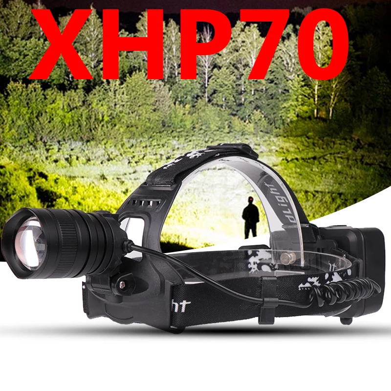Z90S2806 светодиодный налобный фонарь Мощный CREE XLamp XHP70 зум объектив фара 18650