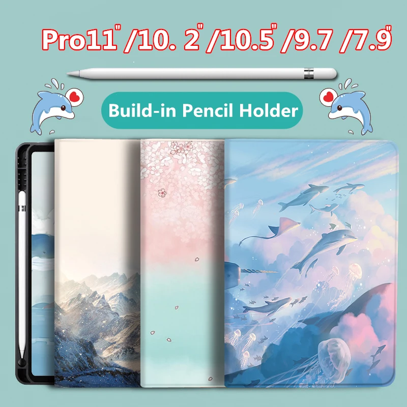 Чехол для iPad Pro11 2020 с держателем карандашей 2019 7 го поколения 10 2 5 Air3 Air2 2018 2017 6 9 Mini