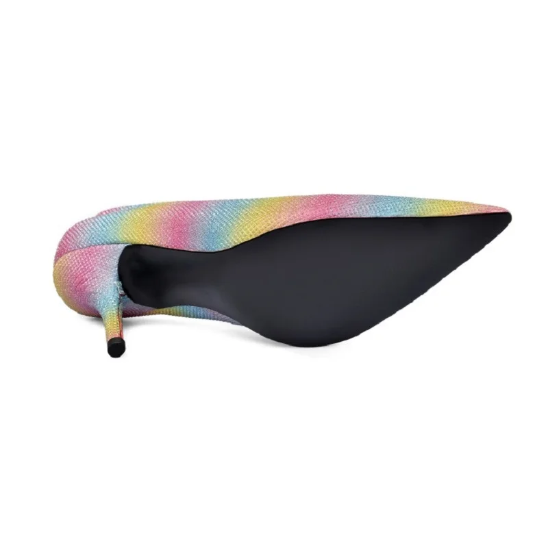 Fashion Rainbow Color Women Heels Pointed Toe Leather Thin Heels Shallow Party Shoes Wedding Shoes Size Large 33-43 
Fashion Rainbow Color Women Heels Pointed Toe Leather Thin Heels Shallow Party Shoes Wedding Shoes Size Large 33-43