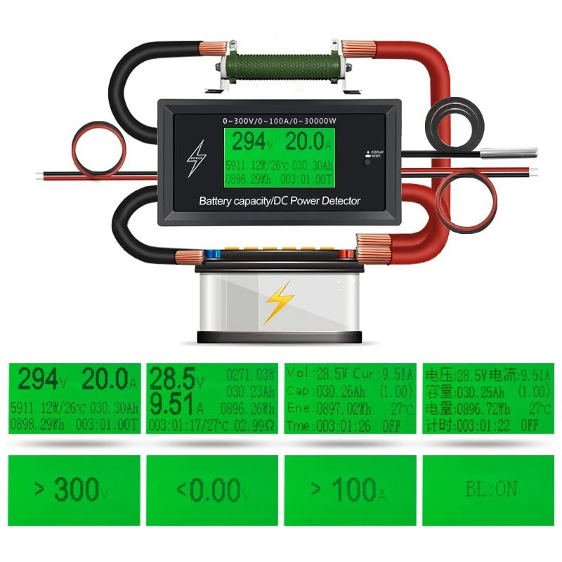300V 100A DC Цифровой вольтметр Амперметр постоянного тока Напряжение метром