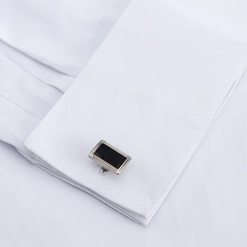 

Quality French Cufflinks covered button turndown collar long sleeve solid plain business men slim fit non-iron dress shirts