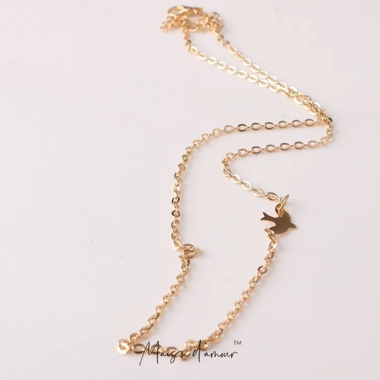 Fashion Simple Tiny Peace Bird Dove Flying Chain Necklace Cute Chicks Swallow Baby For Women Girl Animal Jewelry | Украшения и