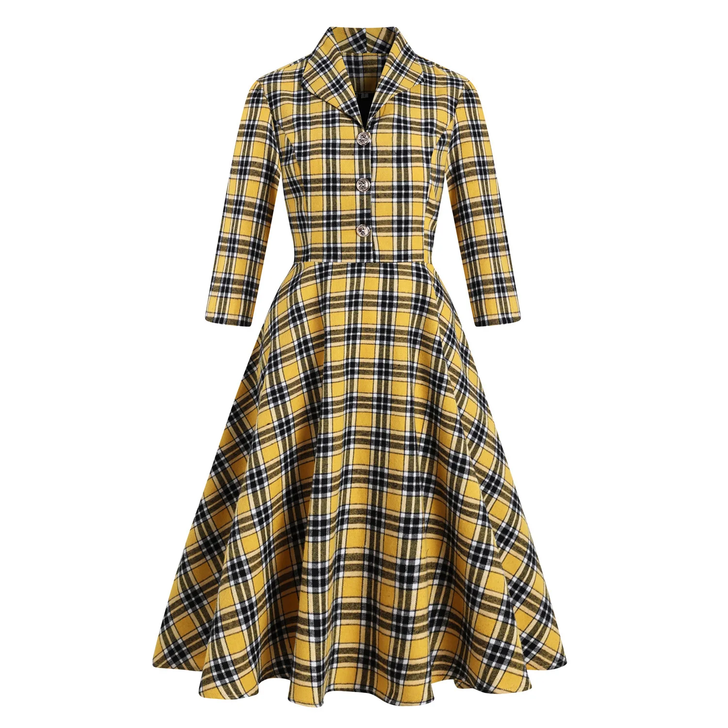 Autumn Retro 50s A Line Party Dress Plaid Print Cotton Shirt Robe Femme Single Button 3/4 Sleeve Hepburn Pin Up Swing Dresses
Autumn Retro 50s A Line Party Dress Plaid Print Cotton Shirt Robe Femme Single Button 3/4 Sleeve Hepburn Pin Up Swing Dresses