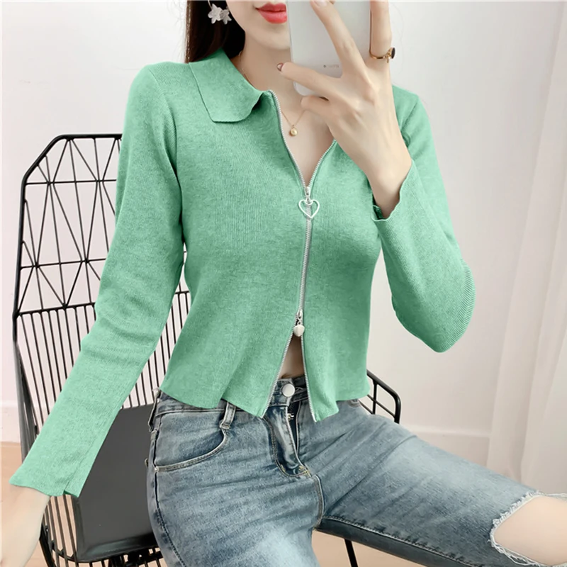 Shintimes Zipper Short Sweater High Elastic Sweters Women 2020 Turn-down Collar Spring Autumn Korean Woman Cardigans Pull Femme
Shintimes Zipper Short Sweater High Elastic Sweters Women 2020 Turn-down Collar Spring Autumn Korean Woman Cardigans Pull Femme