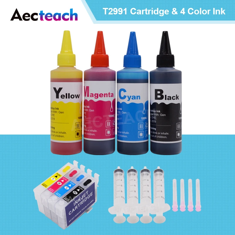 

Aecteach 29 XL Refill Ink Cartridge T2991 For Epson Expression Home XP-235 332 335 432 435 245 247 + 4 Color Printer Dye Ink