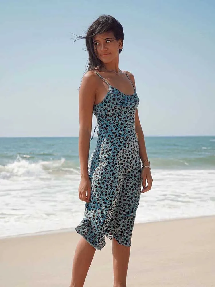 Yinlinhe пляжное платье с квадратным вырезом на бретельках открытой спиной шнуровке