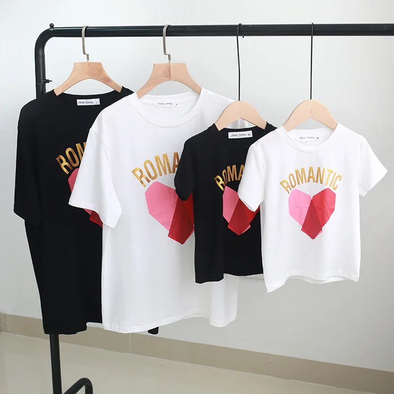 

Family Summer Tshirts Fashion Baby Girl & Boys Clothes And Mama 2022 Fashion Cute Cotton O-neck Love Pattrn Family Match Clothes