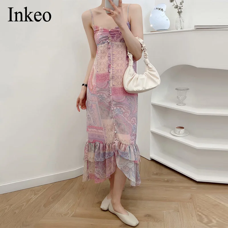 Chiffon Print Fashion Sexy Backless Maxi Dresses 2021 Summer Sleeveless Ruffles Spaghetti Strap Sundress Vestidos INKEO 1D051
Chiffon Print Fashion Sexy Backless Maxi Dresses 2021 Summer Sleeveless Ruffles Spaghetti Strap Sundress Vestidos INKEO 1D051