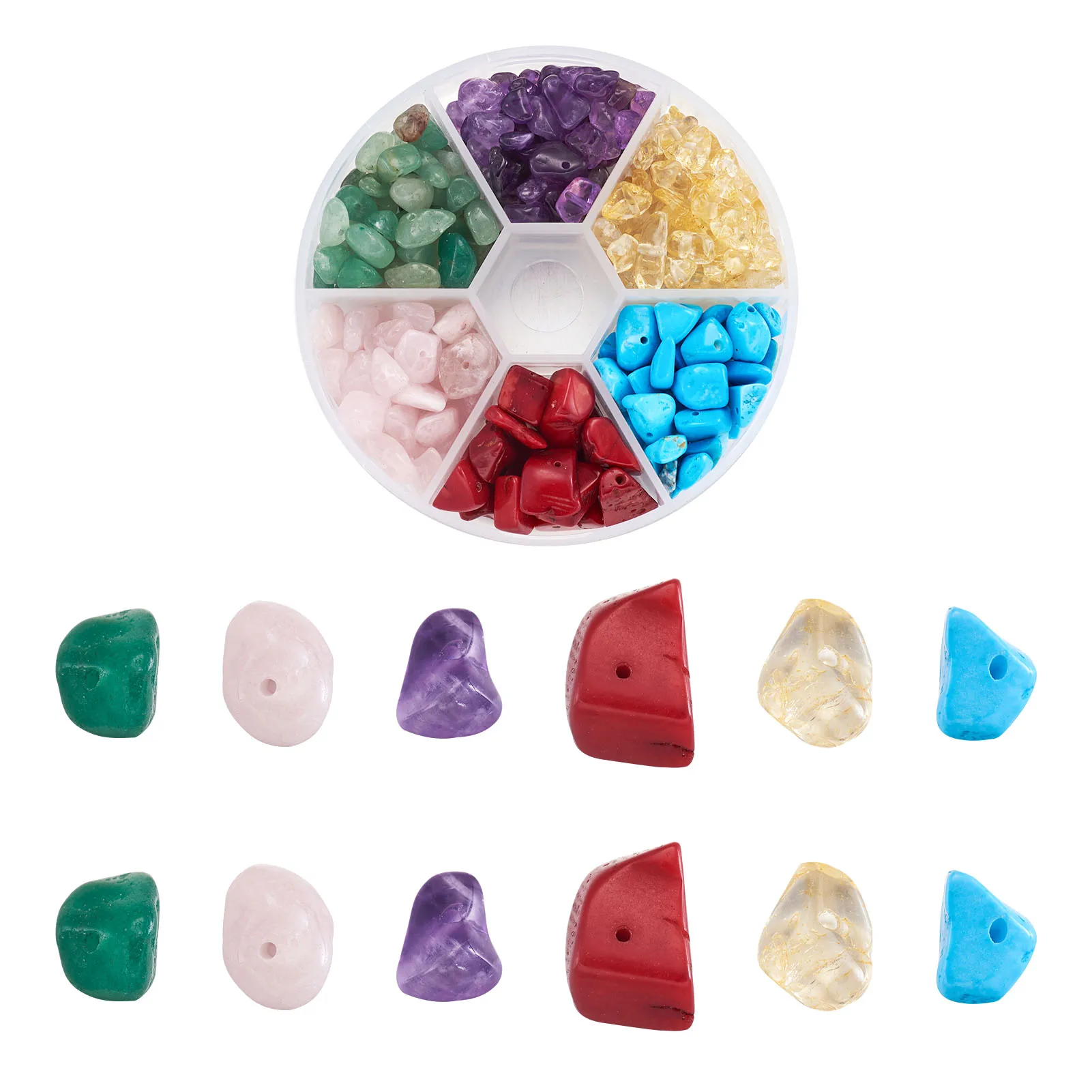 350pcs/box 6 Color Irregular Natural Stone Beads Chip Loose Spacer Fit Handmade Bracelets Earring Jewelry Making Accessories
350pcs/box 6 Color Irregular Natural Stone Beads Chip Loose Spacer Fit Handmade Bracelets Earring Jewelry Making Accessories