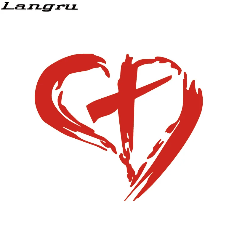 Langru Christian Cross In Heart Faith Jesus God виниловая наклейка на автомобиль окно украшение