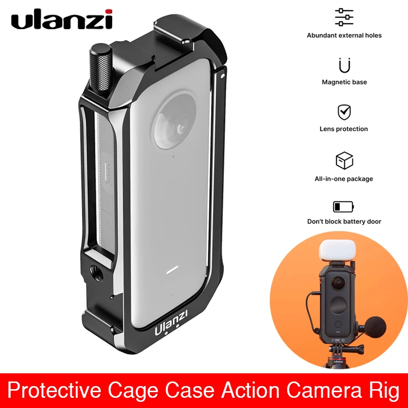 

Ulanzi C-ONE X2 Защитная клетка чехол экшн Камера Rig с креплением для вспышки «Холодный башмак 1/4-дюймовая нить Камера крепление для Insta360 один X2