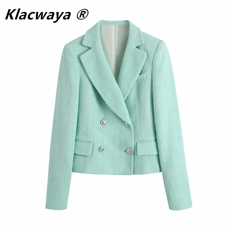 Klacwaya Za Women Fashion Textured Cropped Blazer Vintage Double Breasted With Pocket Stylish Notched Lapel Jacket Suit Sets
Klacwaya Za Women Fashion Textured Cropped Blazer Vintage Double Breasted With Pocket Stylish Notched Lapel Jacket Suit Sets