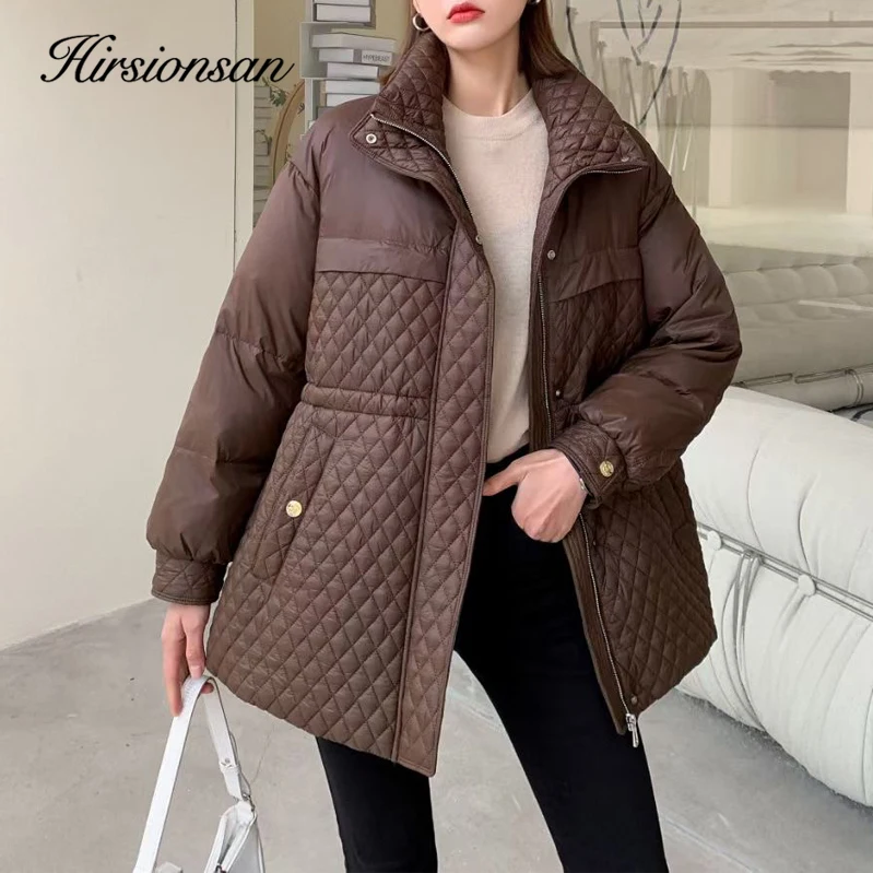 

Hirsionsan 90% White Duck Down Jacket Women 2021 Korean Puffer Fluffy Warm Casual Winter Coat Female Feather Corset Parkas