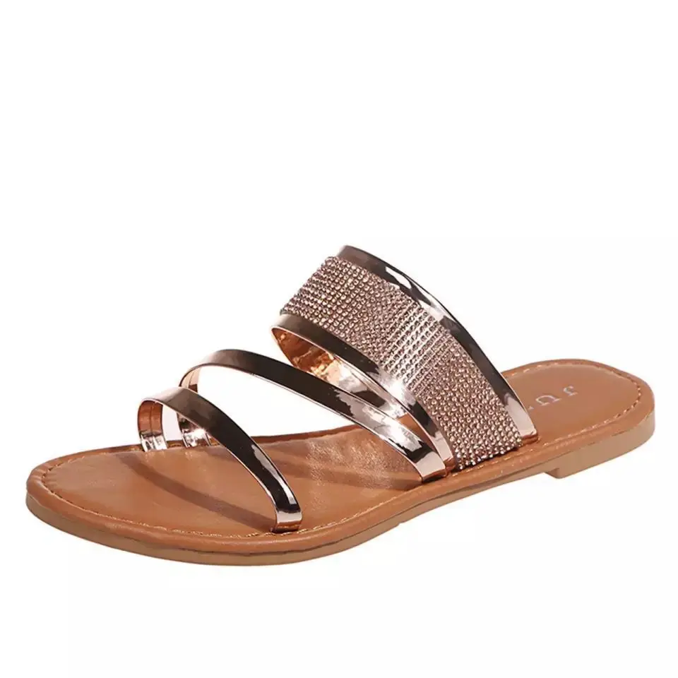 Summer Women's Shoes Plus Size Fashion Glossy Rhinestone Sandals Slippers Female Summer Outdoor Casual Flat Slippersegt6
Summer Women's Shoes Plus Size Fashion Glossy Rhinestone Sandals Slippers Female Summer Outdoor Casual Flat Slippersegt6