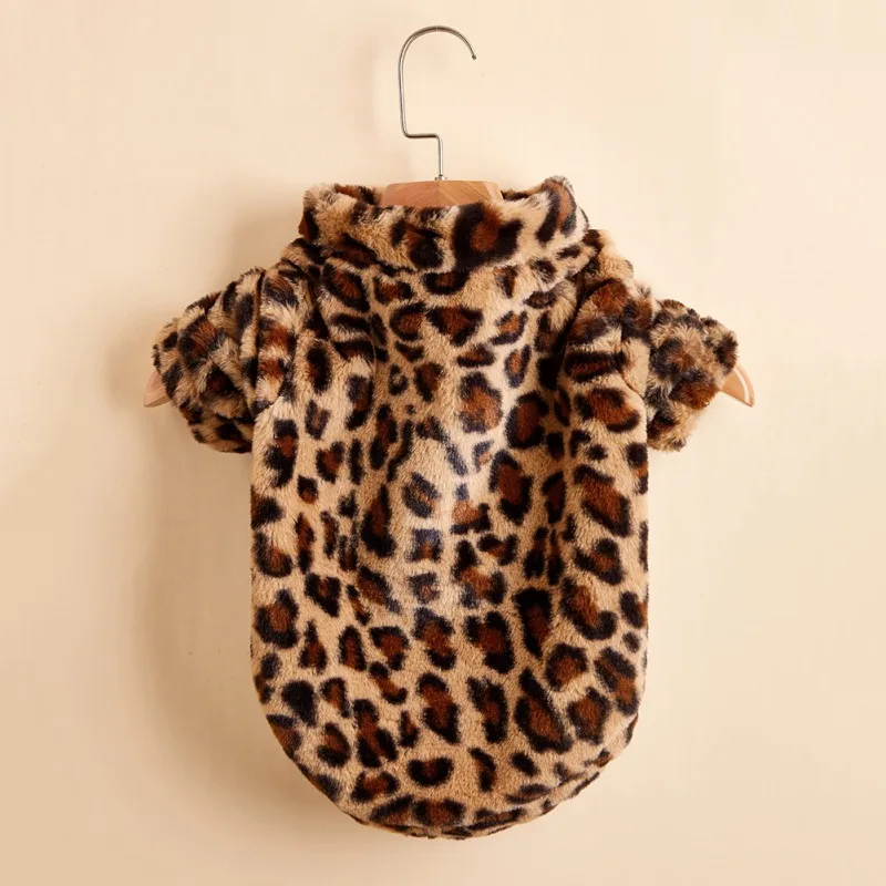 Одежда для собак свитер домашних животных на зиму мягкое пальто с леопардовым