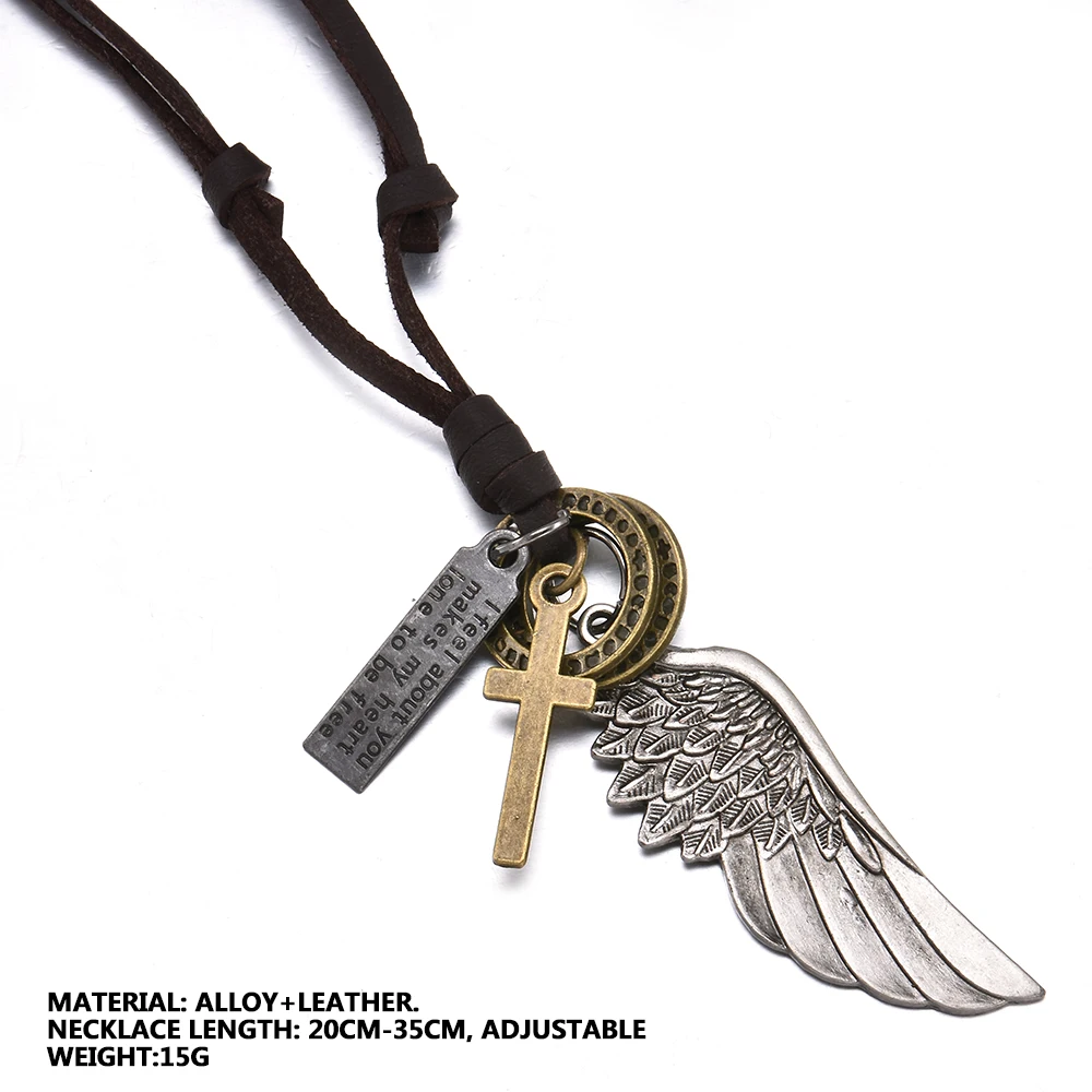 Women Men Metal Angel Wings Earrings Cross Pendant Choker Necklaces Vintage Leather Chain Necklace Punk Jewelry
Women Men Metal Angel Wings Earrings Cross Pendant Choker Necklaces Vintage Leather Chain Necklace Punk Jewelry