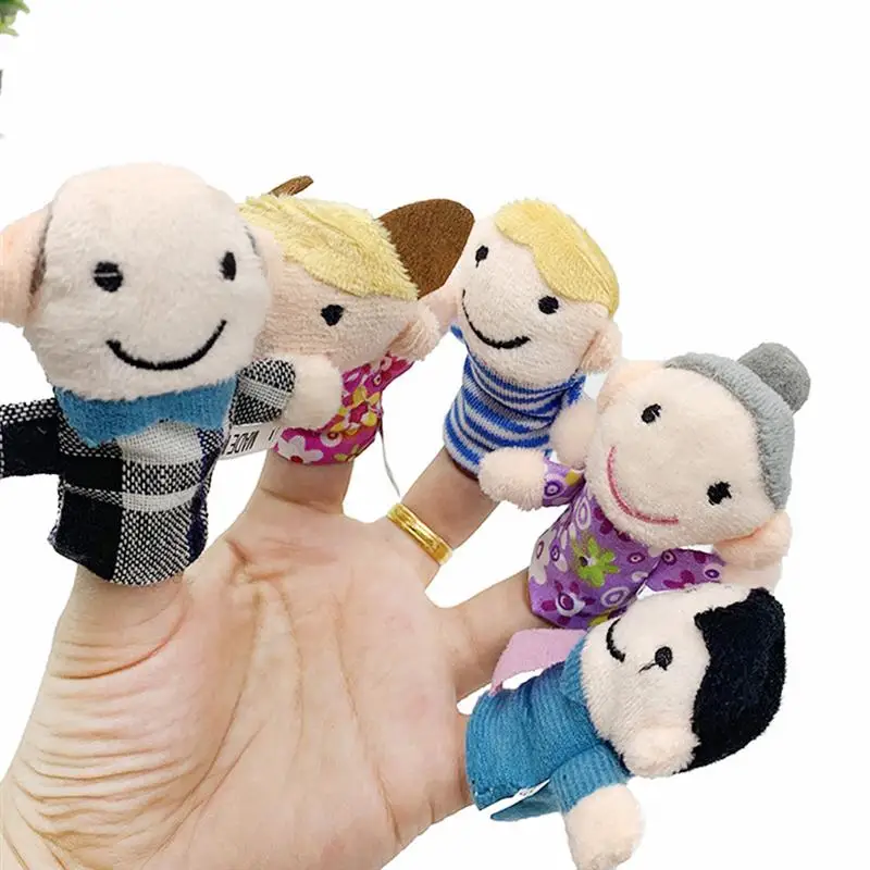 

6PCS Cartoon Family Finger Puppets Plush Toy set Lovely Kids Sleep Story Finger Game Puppet Parent-Child Interaction Toy Dolls