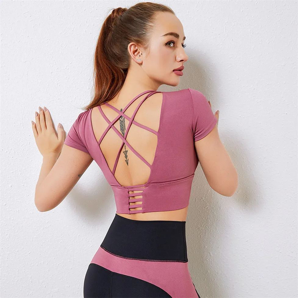 Melody Open Back Top Gym Sport Shirts Fitness Woman Yoga Sweatshirt Quick Dry Short Sleeve Sports T-Shirt Jogging Running
Melody Open Back Top Gym Sport Shirts Fitness Woman Yoga Sweatshirt Quick Dry Short Sleeve Sports T-Shirt Jogging Running