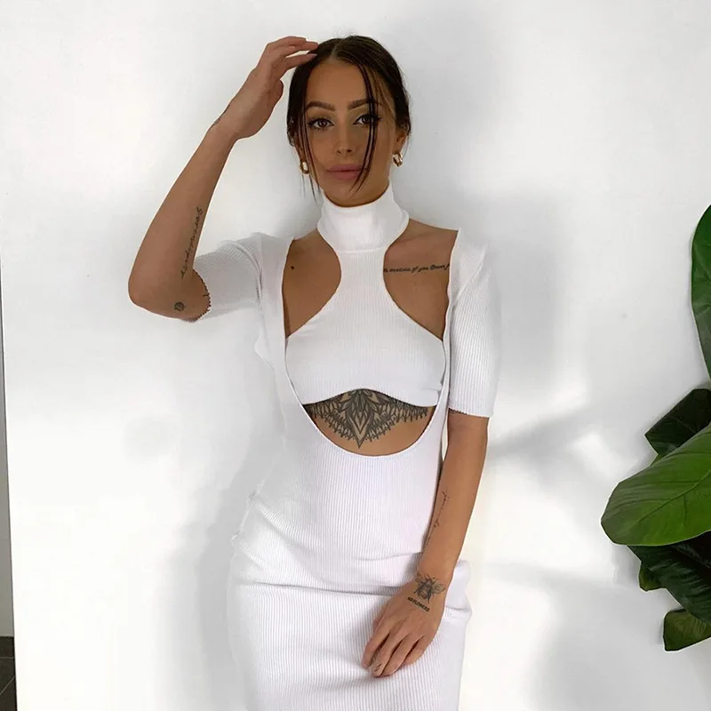 Elegant Backless Dresses Summer Clothes for Women Solid Half Sleeve Neck-Mounted Female Dress Hollow Strapless Streetwear
Elegant Backless Dresses Summer Clothes for Women Solid Half Sleeve Neck-Mounted Female Dress Hollow Strapless Streetwear
