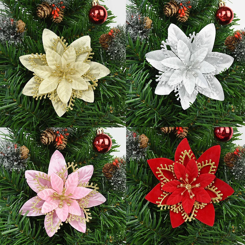 5pcs 13cm Glitter Shiny Christmas Tree Flower Artificial Flower Head Gold Silver Red For Christmas Ornament Wedding Party Decor
5pcs 13cm Glitter Shiny Christmas Tree Flower Artificial Flower Head Gold Silver Red For Christmas Ornament Wedding Party Decor