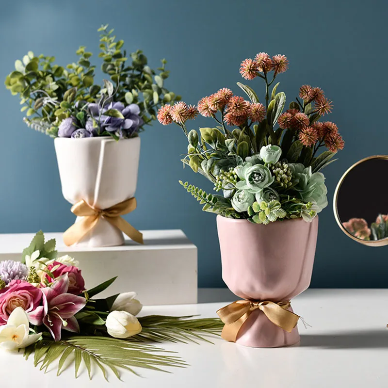Simulation Bouquet Flower Pots Flower Vase Ceramic Flower Arrangement Home Decoration Accessories Desktop Display Decor Ornament
Simulation Bouquet Flower Pots Flower Vase Ceramic Flower Arrangement Home Decoration Accessories Desktop Display Decor Ornament