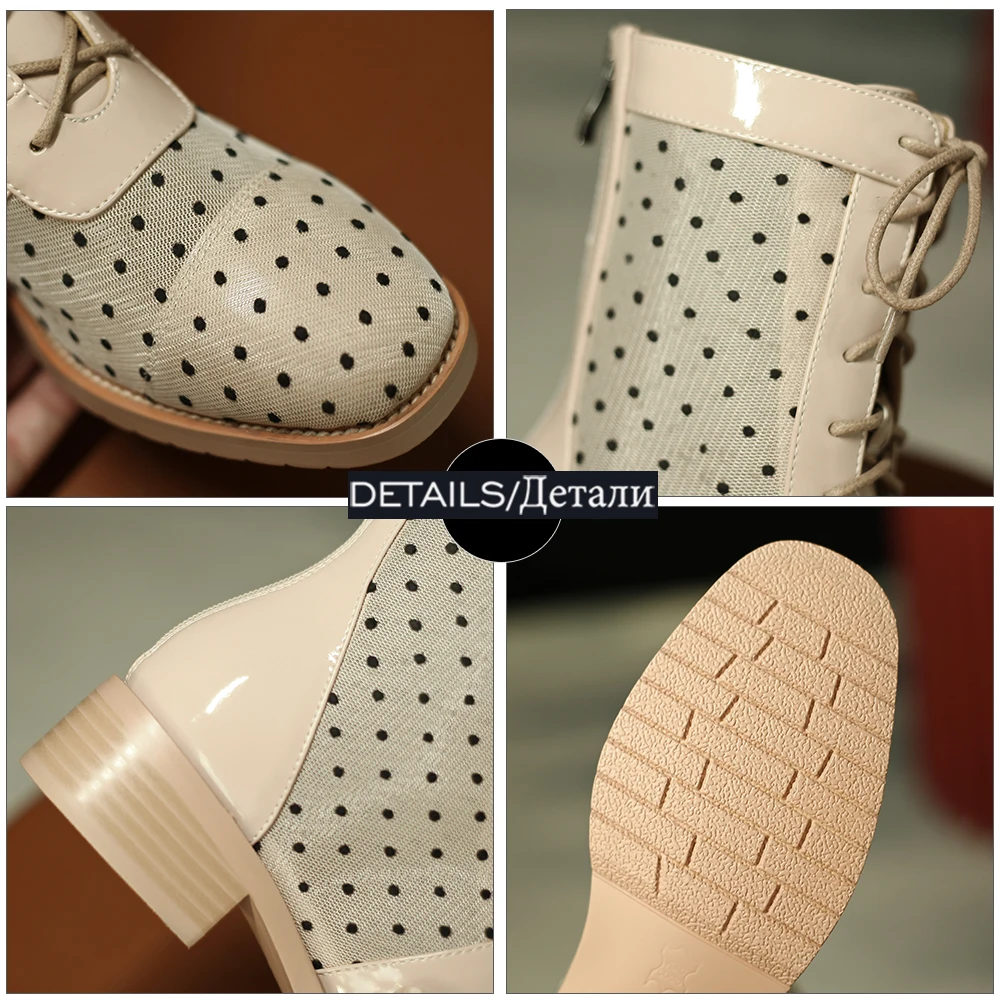 WETKISS Big Size Polka Dot Women Ankle Boots Cross Tied Round Toe Mesh Ladies Booties Chunky Heels Shoes Woman Platform Female
WETKISS Big Size Polka Dot Women Ankle Boots Cross Tied Round Toe Mesh Ladies Booties Chunky Heels Shoes Woman Platform Female