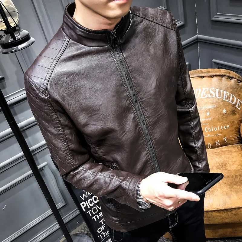 Spring and Autumn Men's PU Leather Jacket Men's Thin Korean Casual Men's Jacket Stand Collar Slim Leather Jacket Men
Spring and Autumn Men's PU Leather Jacket Men's Thin Korean Casual Men's Jacket Stand Collar Slim Leather Jacket Men