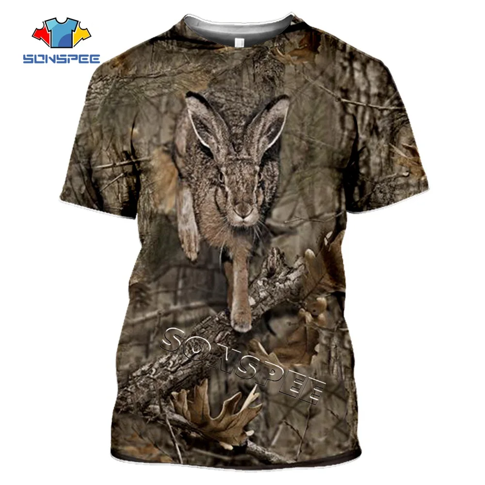 

SONSPEE Summer Casual Men T Shirts Camo Hunting Animals Rabbit 3D T-shirt Fashion Streetwear Women Pullover Short Sleeve Tee Top