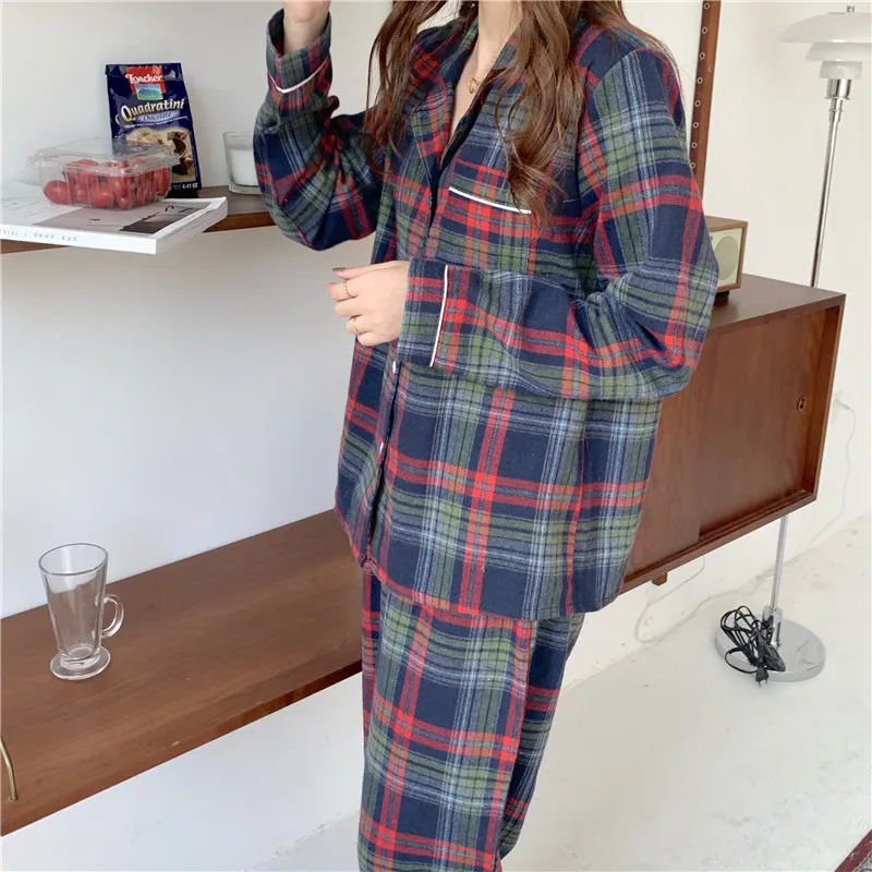 autumn winter women homewear long sleeve sanding plaid pajamas set women home suit comfortable pocket pijamas loose pants
autumn winter women homewear long sleeve sanding plaid pajamas set women home suit comfortable pocket pijamas loose pants
