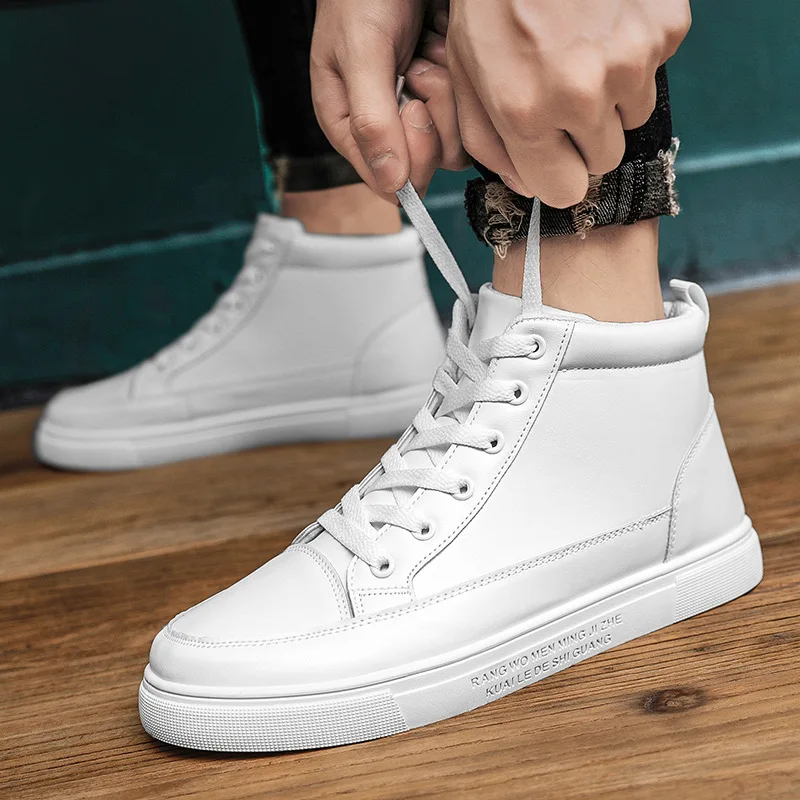 2022 new Autumn High Top Korean White Black Pu Leather Lace Up Punk Shoes Vulcanized Flat Platform Male Sneakers Chaussure Homme
2022 new Autumn High Top Korean White Black Pu Leather Lace Up Punk Shoes Vulcanized Flat Platform Male Sneakers Chaussure Homme