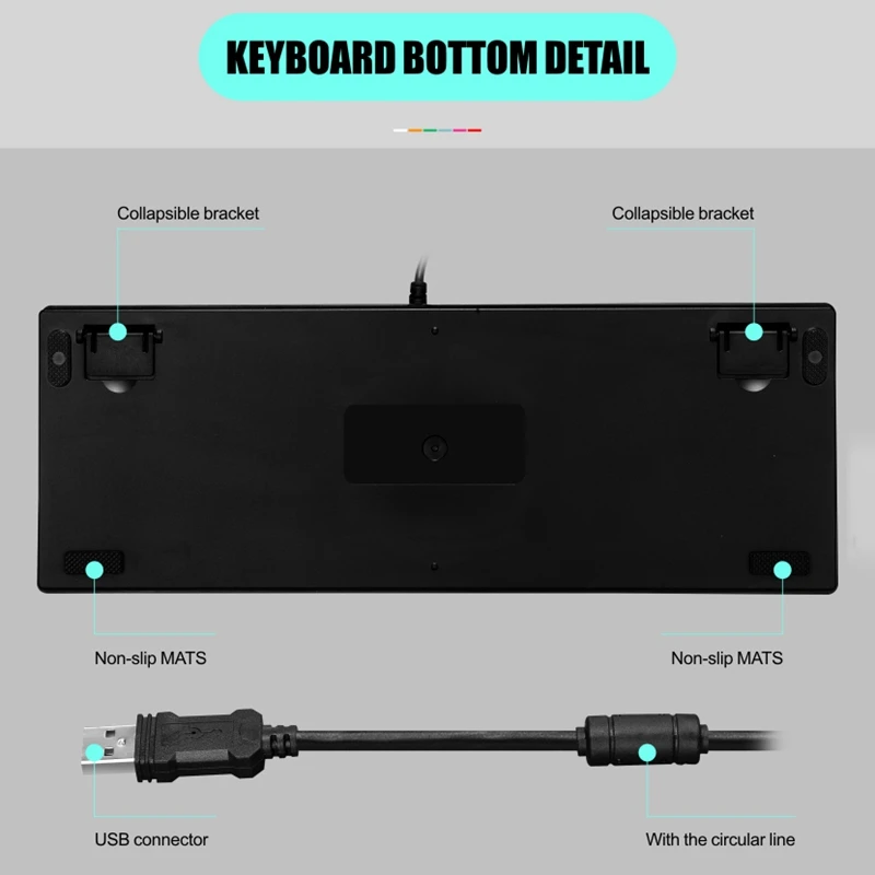 Mechanical Gaming Keyboard & Mouse Set, 87 Keys, Seven Colors RGB USB
Mechanical Gaming Keyboard & Mouse Set, 87 Keys, Seven Colors RGB USB