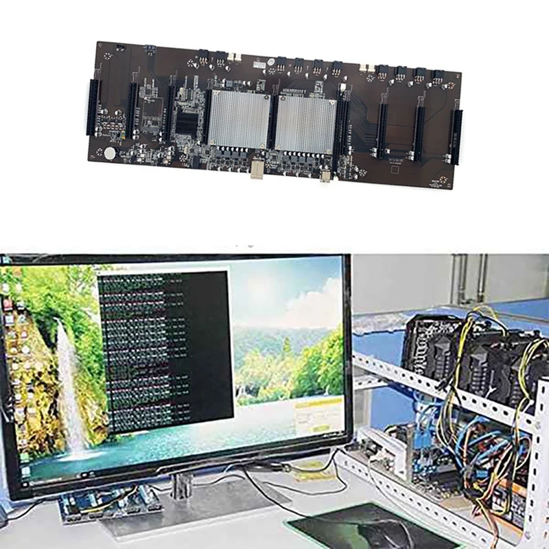 BTC-X79 Mining материнская плата 9XPCI-E X16 3060 графический слот 60 мм LGA2011 DDR3 RECC с 8G + 120G SSD 2X 2620