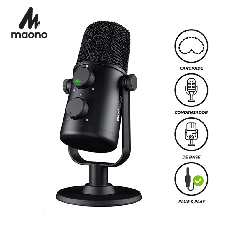 USB Microphone MAONO AU-902 Cardioid Condenser Mic with Dual Volume Control, Mute Button, Monitor Headphone Jack for Vocal, Podc
USB Microphone MAONO AU-902 Cardioid Condenser Mic with Dual Volume Control, Mute Button, Monitor Headphone Jack for Vocal, Podc