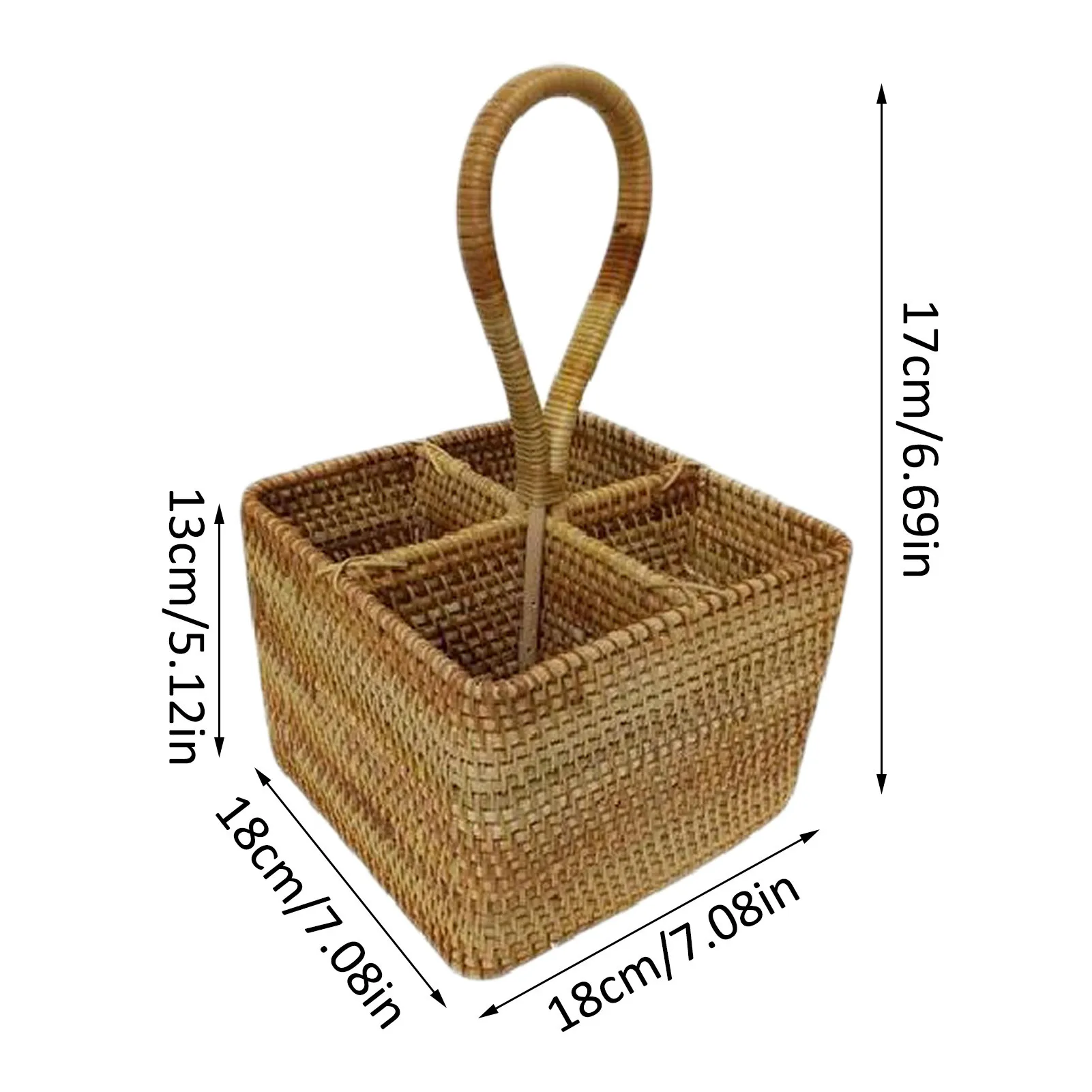 Tetragonal Grid Storage Basket Rattan Hanging Basket Multifunctional Wicker Storage Rack Box Hanging Container Food Organizer