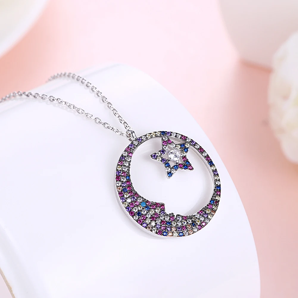 LEKANI S925 Sterling Silver Necklace For Women Trendy Design Colorful Inlay Zircon Moon Contains Star Birthday Gifts Jewelry
LEKANI S925 Sterling Silver Necklace For Women Trendy Design Colorful Inlay Zircon Moon Contains Star Birthday Gifts Jewelry