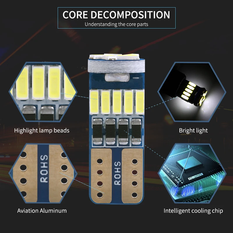 Can шина без ошибок T10 W5W 194 4014 15 SMD Автомобильная светодиодная Диодная лампа для